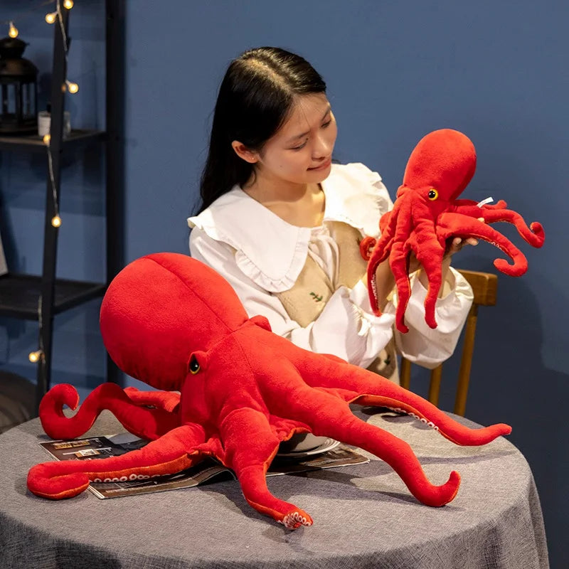 Lifelike Crimson Kawaii Octopus Snuggle Plushie