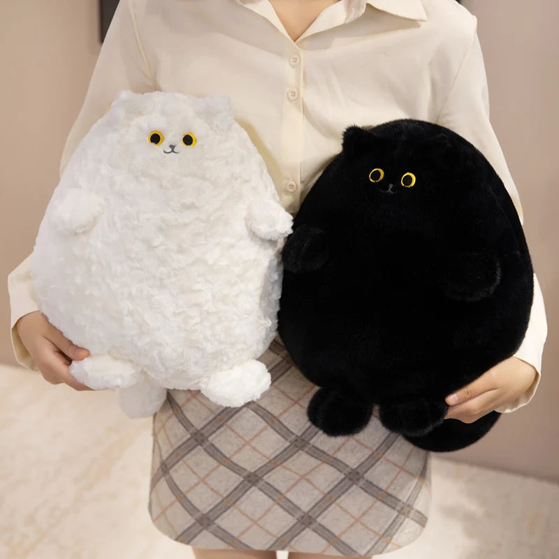 Pudgy the Chubby White Black Kitten Plush