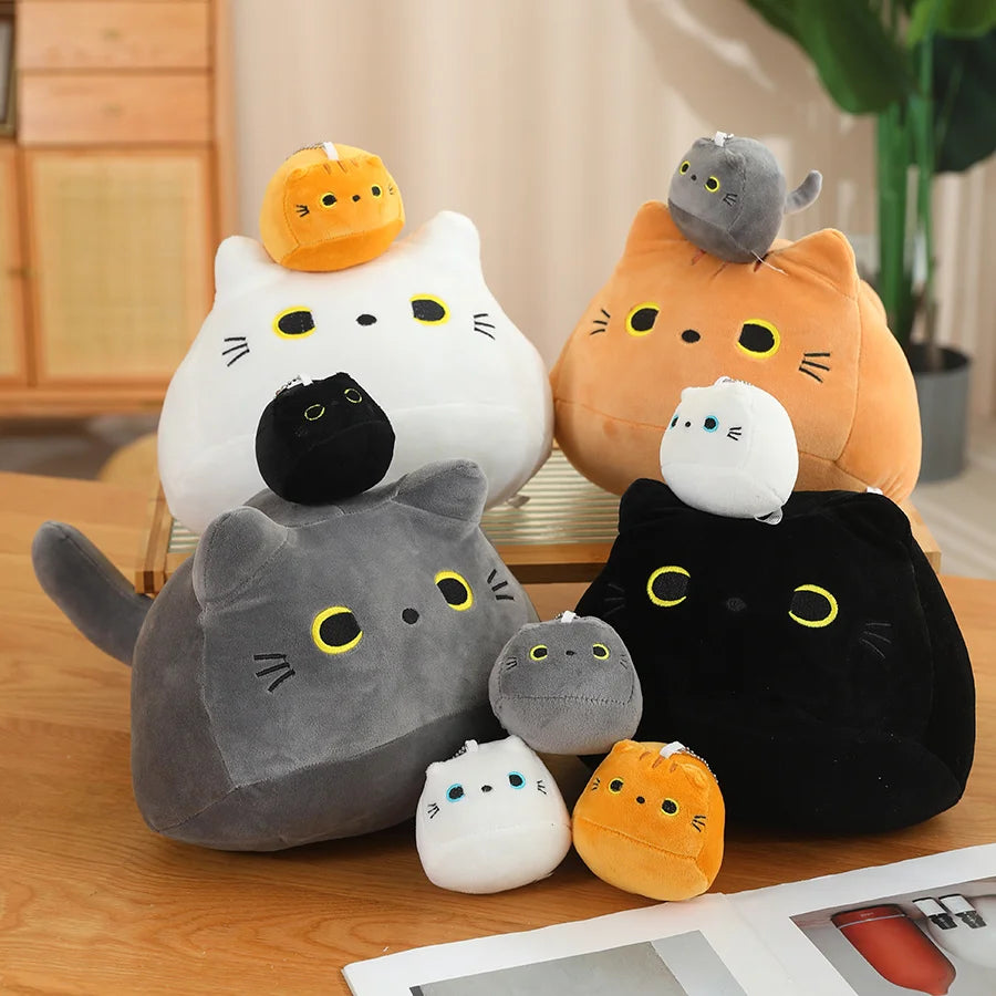 Shadow the Kawaii Black Cat Mom Baby Round Nap Plush Pillow