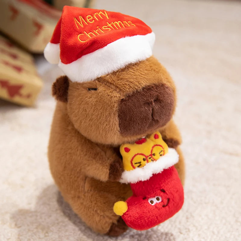 Capy the Santa Hat Christmas Tree Capybara Snuggle Plushie