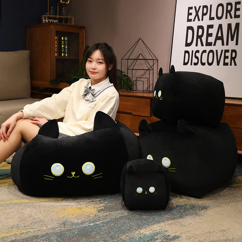 Shadow the Kawaii Square Black Cat Nap Pillow
