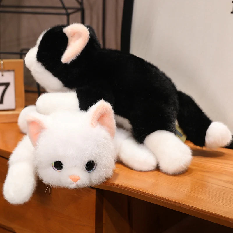 Lifelike Fluffy Lying Kawaii Cat Simulation Snuggle Plushie