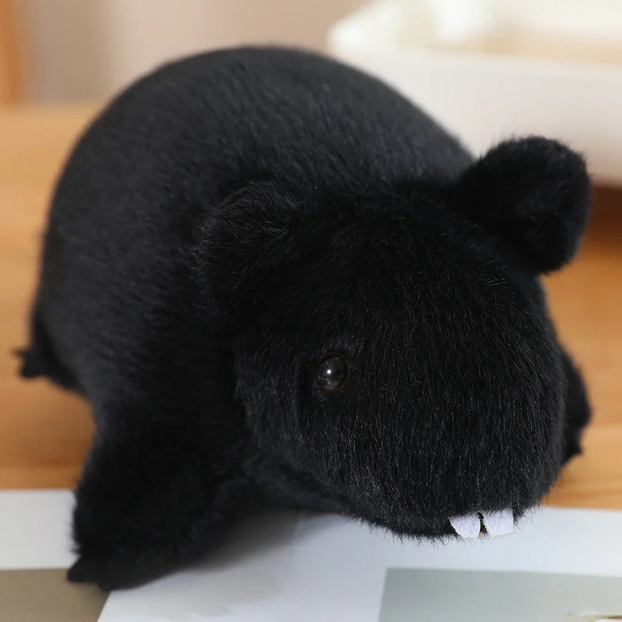 Squeaky the Lifelike Black White Mouse Rat Plushie