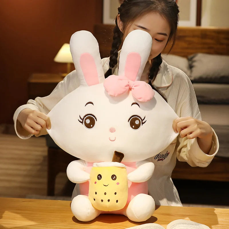 Boba the Bubble Tea Rabbit Bun Milk Tea Plush Pillow