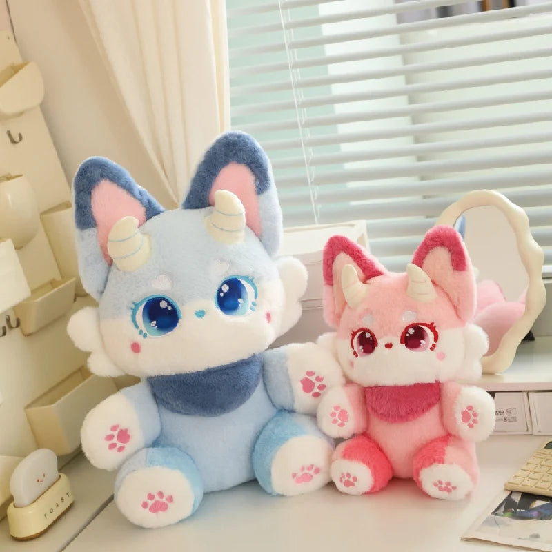 Phantom the Kawaii Stuffed Fox Sleeping Snuggle Plush Pillow