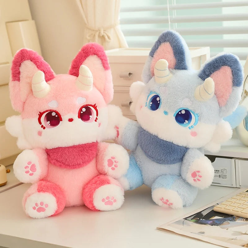 Phantom the Kawaii Stuffed Fox Sleeping Snuggle Plush Pillow