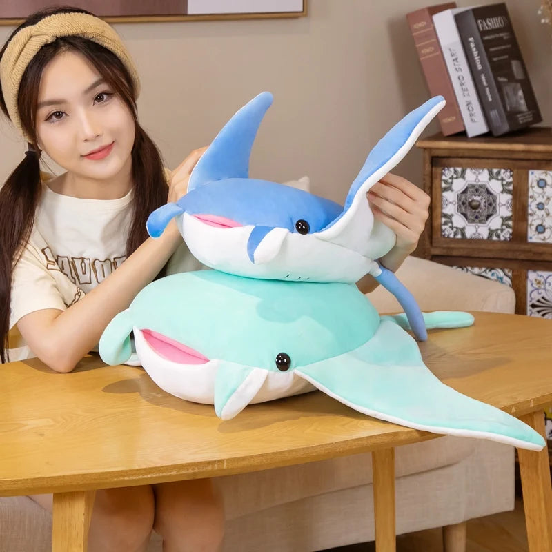 Glide the Lifelike Mobula Ray Sea Animal Plush Pillow