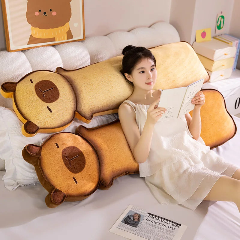 Toasty the Kawaii Long Toast Cat Capybara Plush Pillow