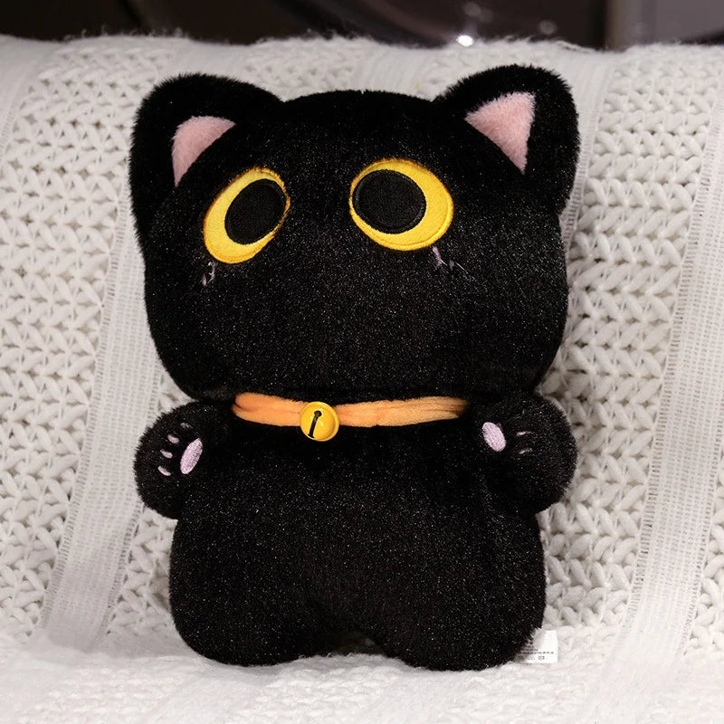 Shadow the Kawaii Big-Eyed Black Cat Snuggle Plush Pillow