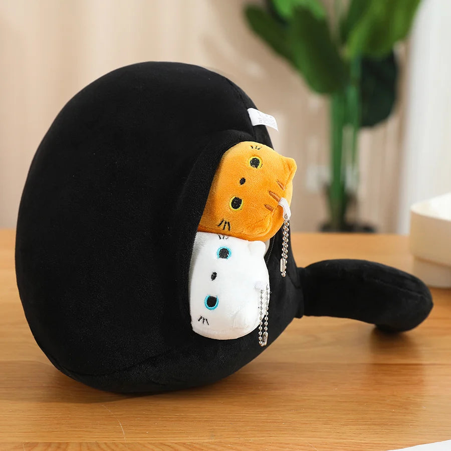 Shadow the Kawaii Black Cat Mom Baby Round Nap Plush Pillow