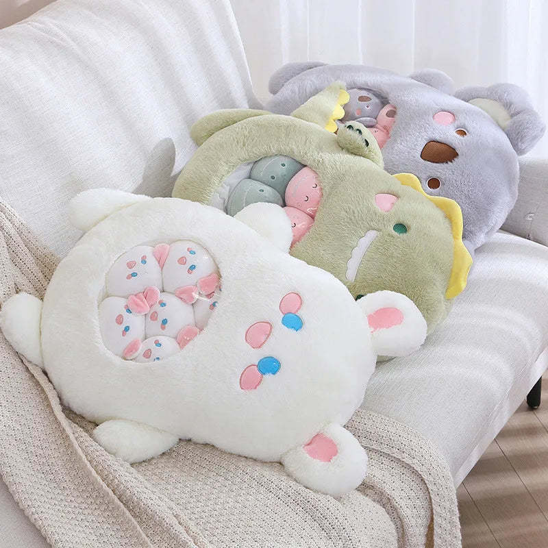 Kawaii Mini Koala Bunny Dino Snuggle Plushie Bag Set