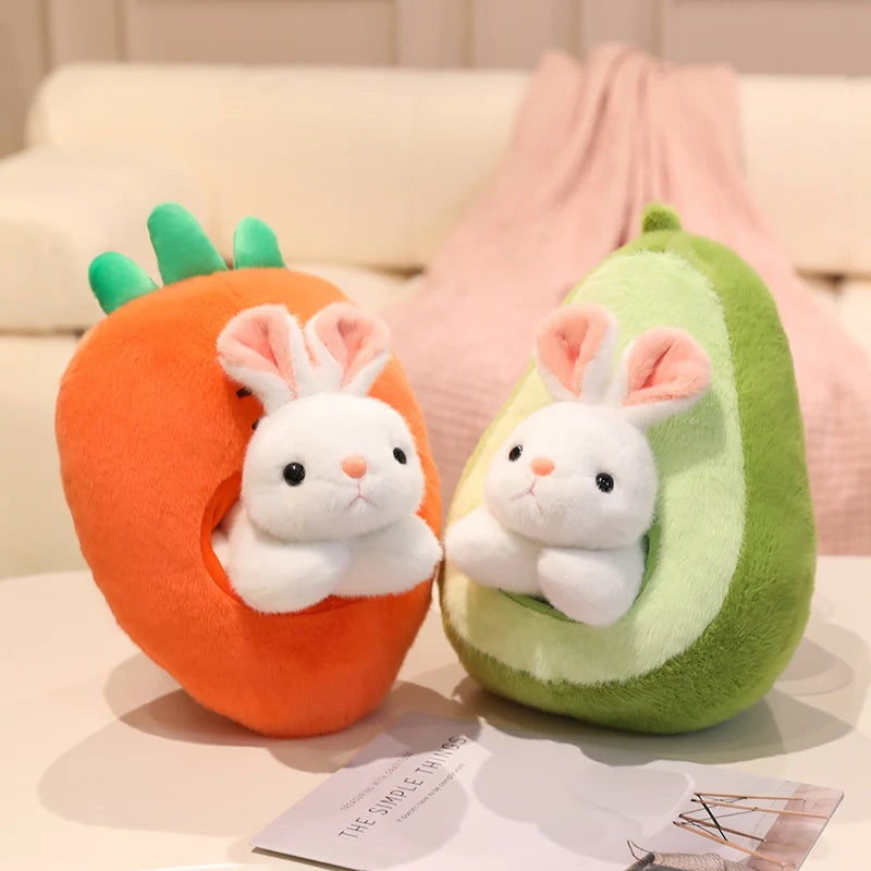 Bunny the Kawaii Avocado Carrot Fruit Nest Snuggle Plushie