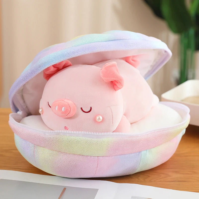 Peekaboo Conch Shell Kawaii Piggy Plushie