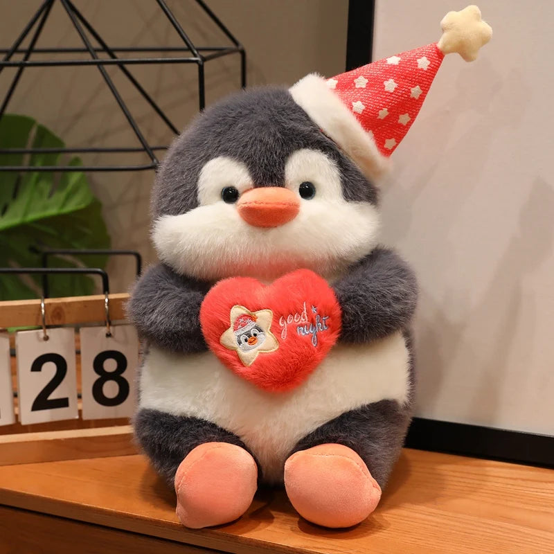 Chonky Heart-Hugging Donkey & Penguin Plushies