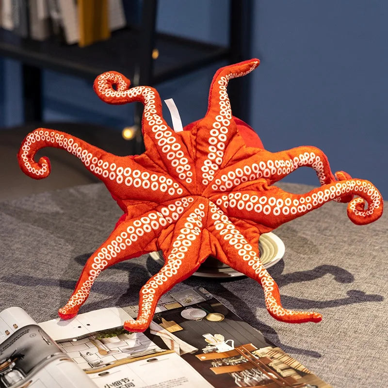 Lifelike Crimson Kawaii Octopus Snuggle Plushie