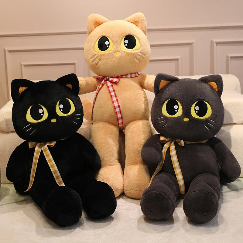 Luna the Giant Black Grey Cat Plush Cushion
