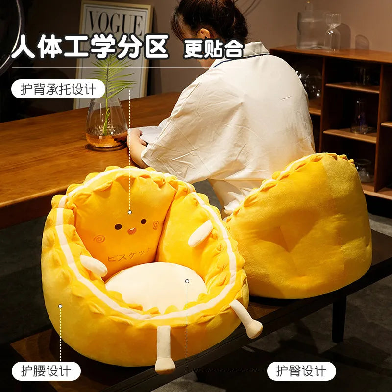 Goldie the Kawaii Yellow Cookie Seat Plush Cushion