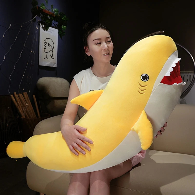 Banny the Banana Shark Cozy Throw Pillow
