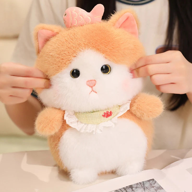 Colorful Kawaii Cat Fish Snuggly Throw Plush Pillow