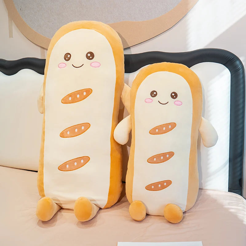 Smiling Long Toast Kawaii Bread Snuggle Plushie