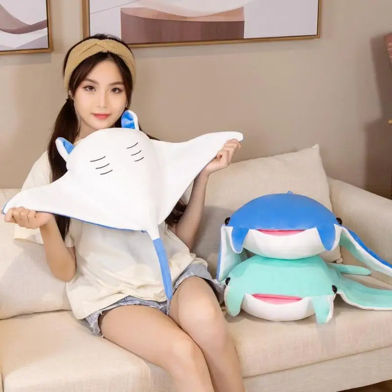 Glide the Lifelike Mobula Ray Sea Animal Plush Pillow