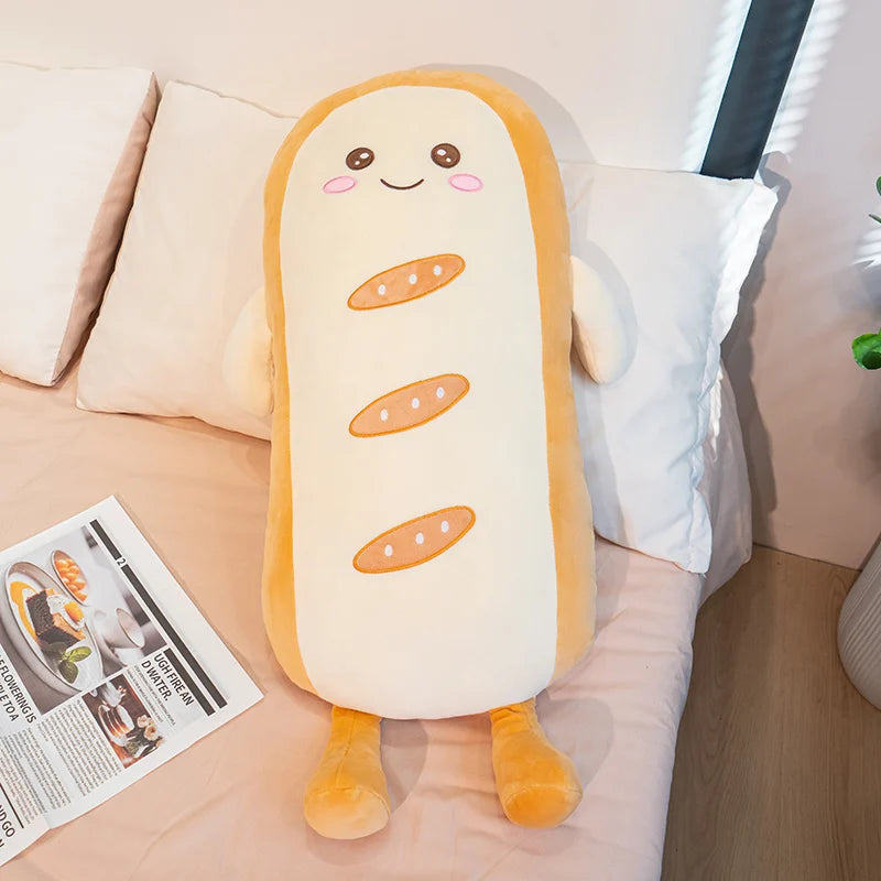 Smiling Long Toast Kawaii Bread Snuggle Plushie