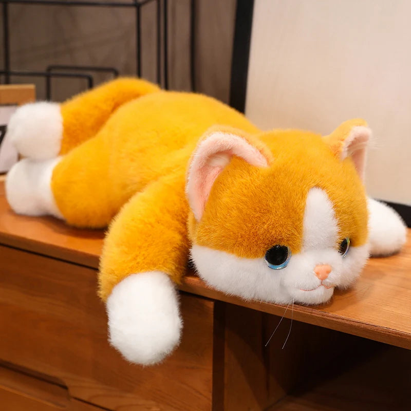 Lifelike Fluffy Lying Kawaii Cat Simulation Snuggle Plushie