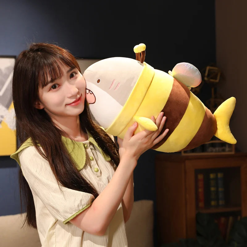 Buzzy the Squishy Shark Bee Plush Pillow
