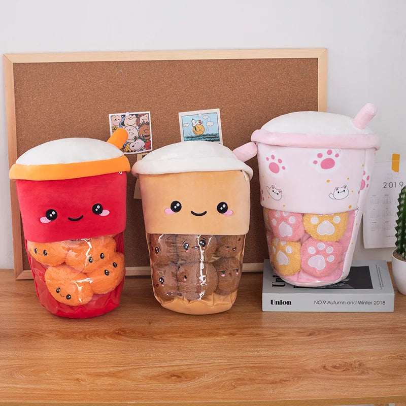 Pudding the Cat Paw Rabbit Bubble Tea Candy Bag Plushie