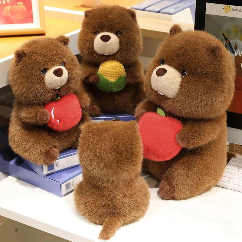 Corny the Corn-Clutching Kawaii Groundhog Plushie