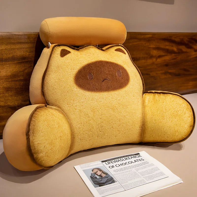Toasty Kawaii Bread Cat Capybara Triangle Backrest Pillow