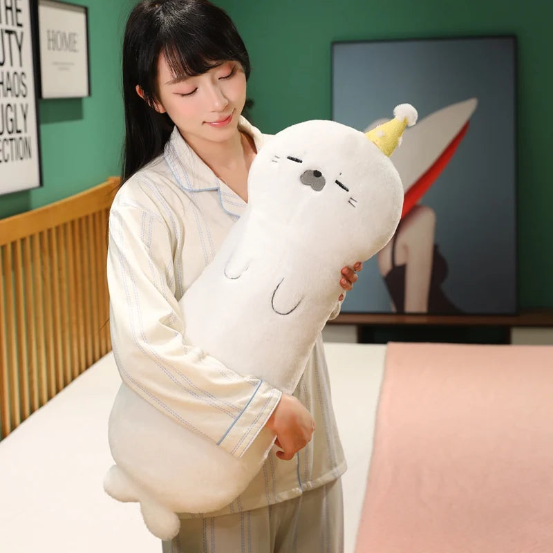 Long Body Snuggle Cat Seal Plush Pillow