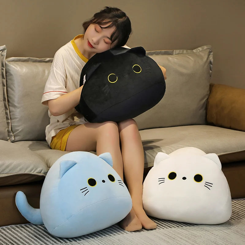 Shadow the Chonky Black Cat Shaped Plush Pillow