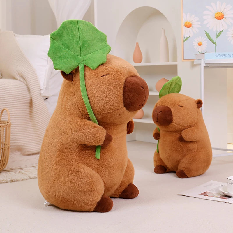 Capy the Lotus Leaf Holding Capybara Plush Pillow