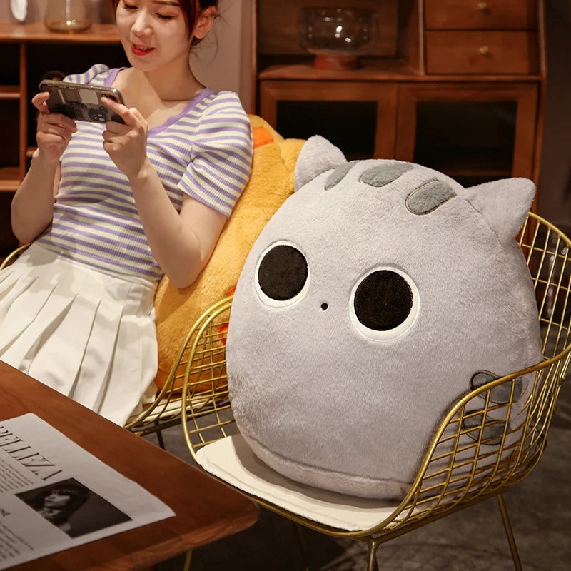 Shadow the Round Black Cat Kawaii Nap Plush Pillow
