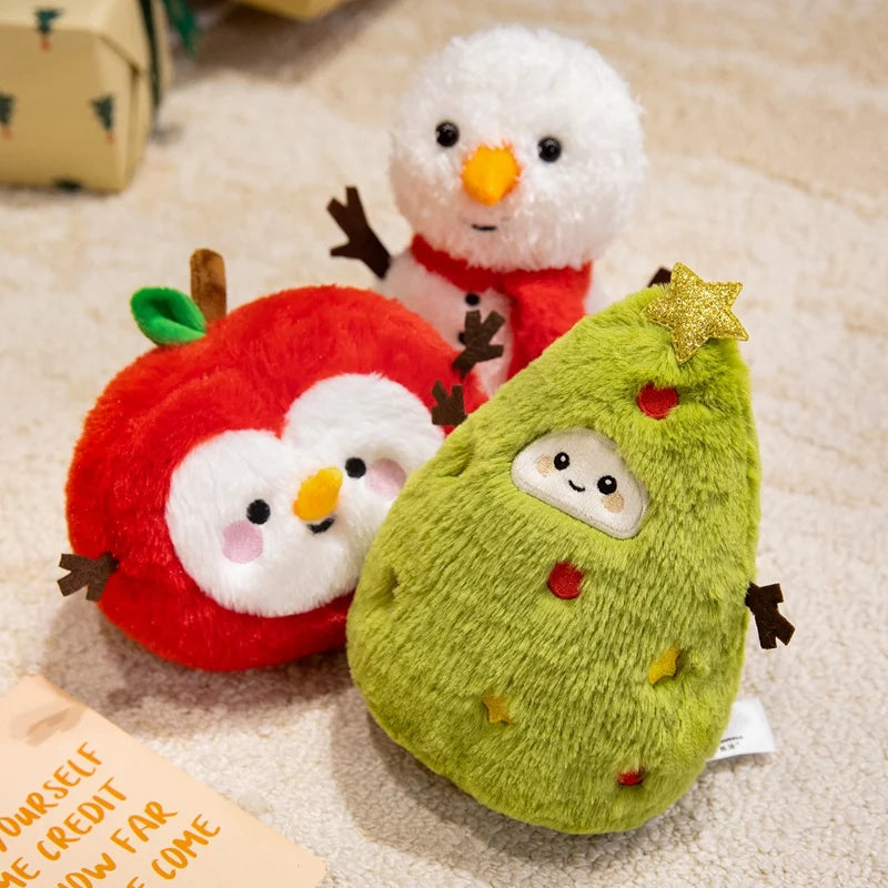 Jolly Christmas Santa Snowman Tree Plushie Trio