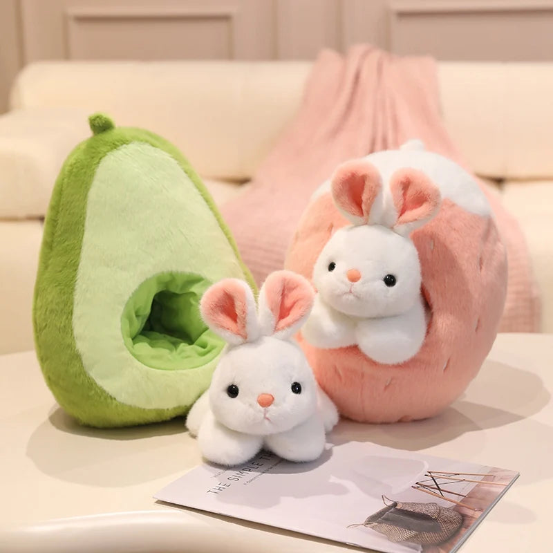 Bunny the Kawaii Avocado Carrot Fruit Nest Snuggle Plushie