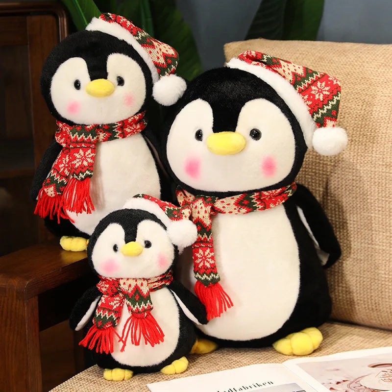 Hatty the Christmas Penguin Soft Plush Pillow