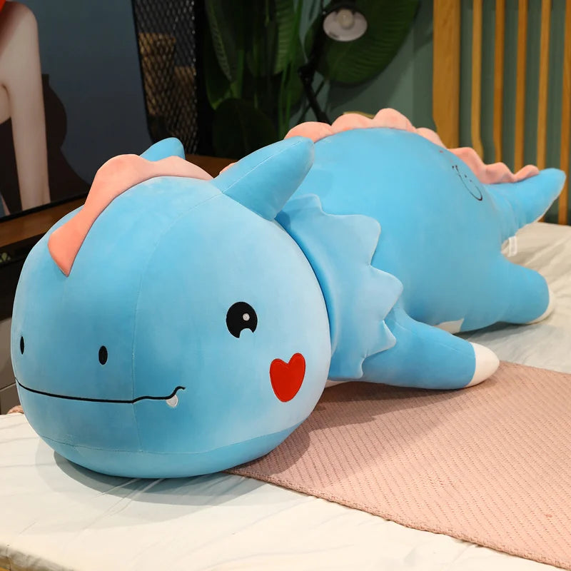 Rex the Giant Lying Dragon Dino Snuggle Pillow #Color_blue