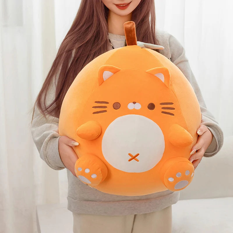 Donut the Chubby Orange Cat Kawaii Fruit Plush Pillow