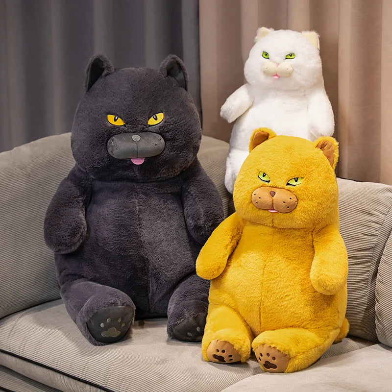 Pudgy Lifelike Black Cat Plush