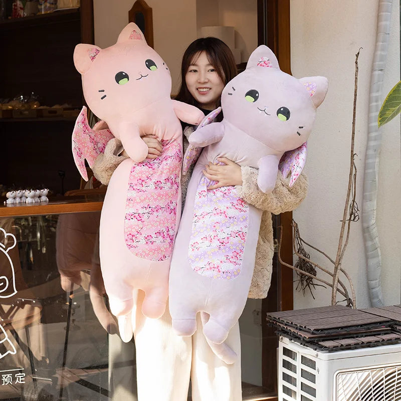 Sakura the Kawaii Pink Bat Wing Long Cat Snuggle Plushie