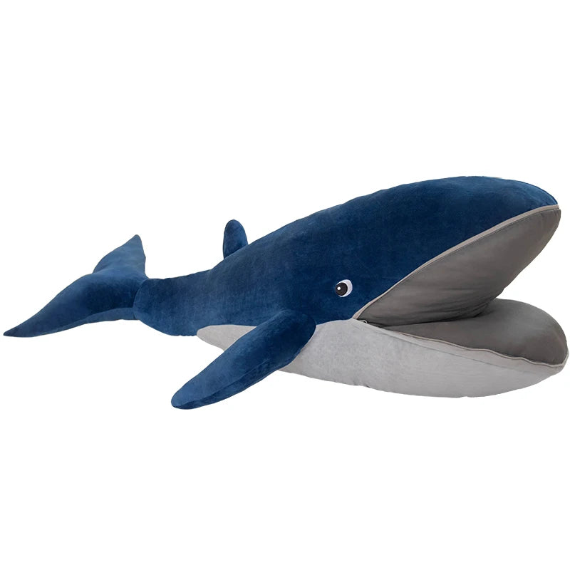 Moby the Kawaii Blue Whale Zipper Mouth Snuggle Plushie