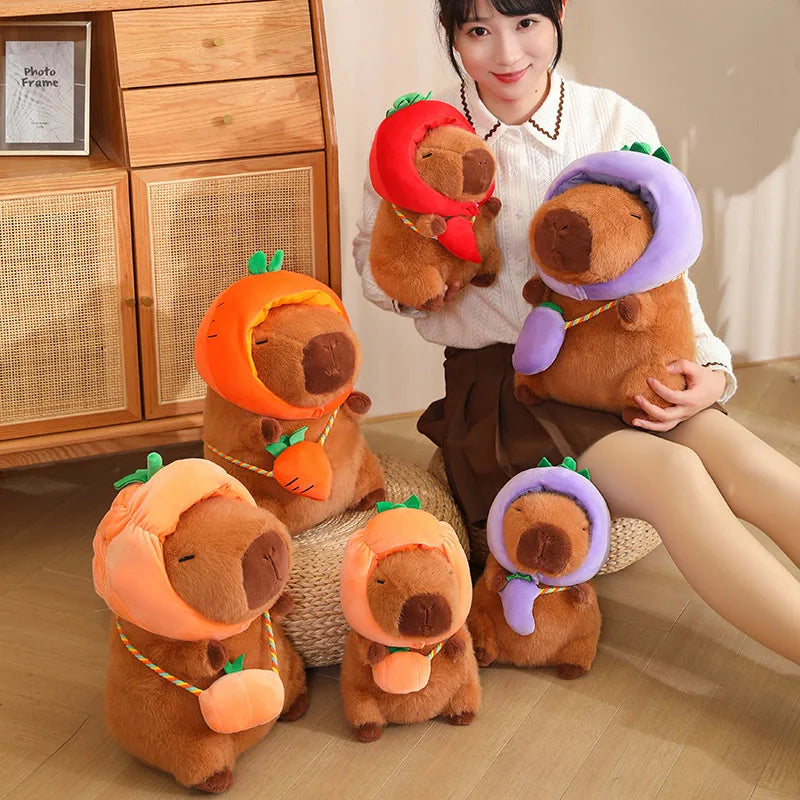 Capy the Veggie Hat Carrot Pumpkin Capybara Plushie