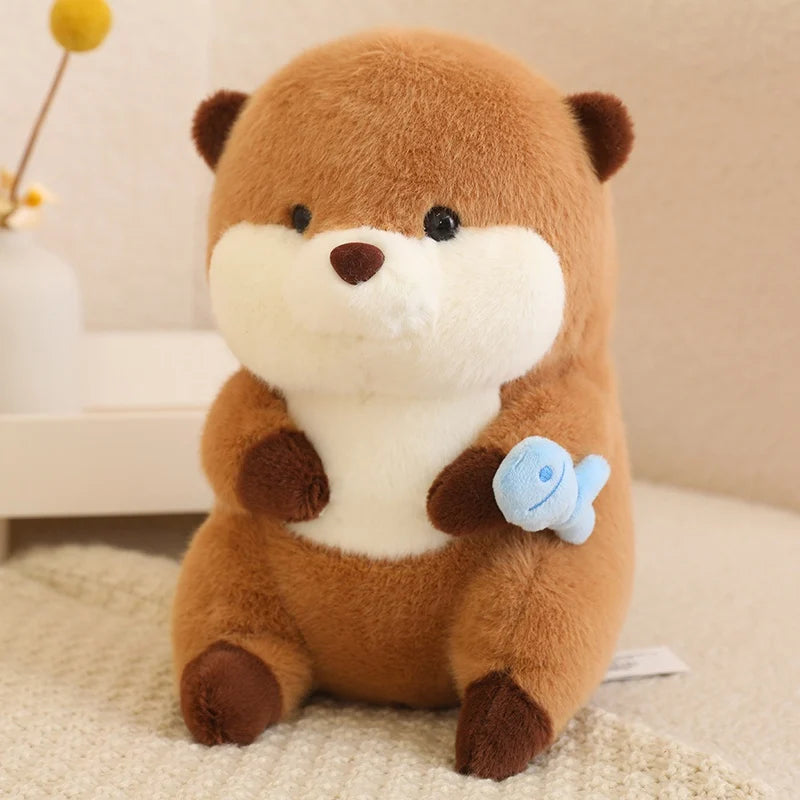 Ottie the Kawaii Lifelike Otter with Fish Plushie