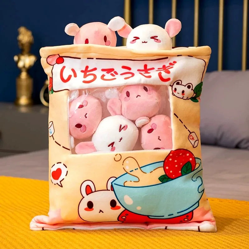 Pudding the Cat Paw Rabbit Bubble Tea Candy Bag Plushie