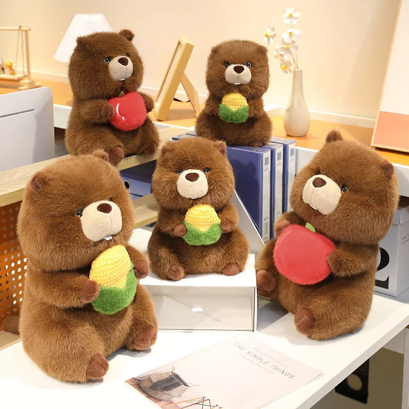 Corny the Corn-Clutching Kawaii Groundhog Plushie
