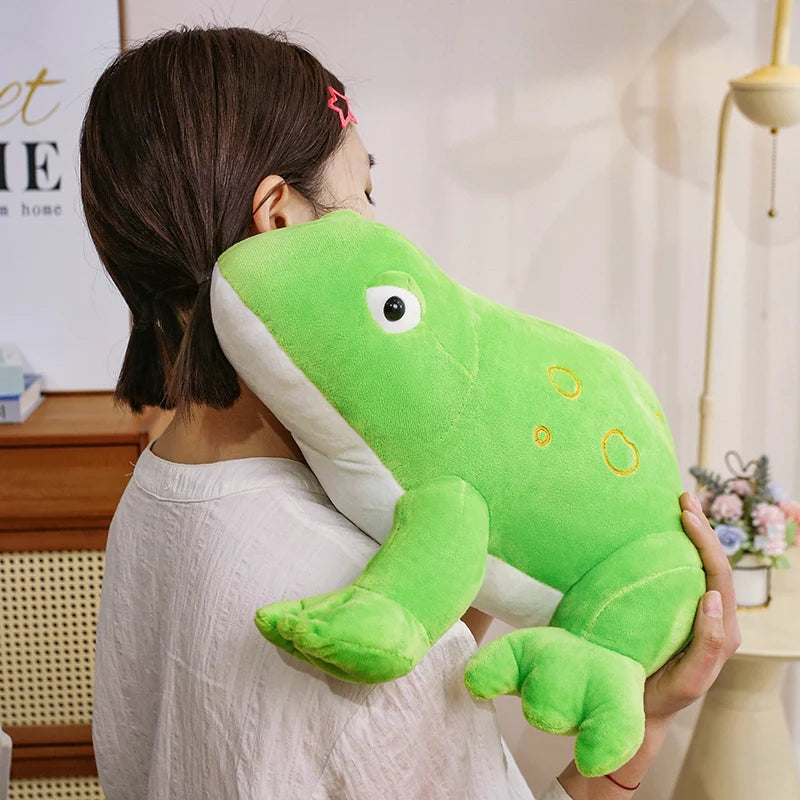 Chonky Big-Eyed Kawaii Frog Snuggle Throw Pillow