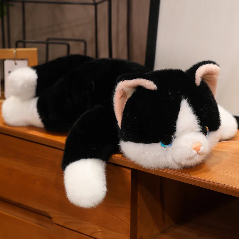 Lifelike Fluffy Lying Kawaii Cat Simulation Snuggle Plushie