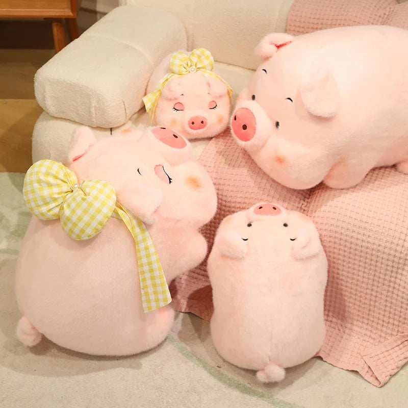 Pinky the Chubby Bow Pig Soft Plush Throw Pillow